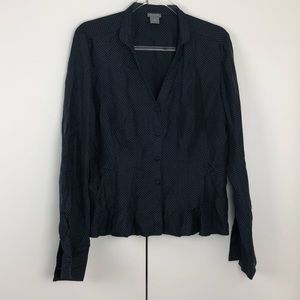 Ann Taylor / silk navy blue button up size 12 top